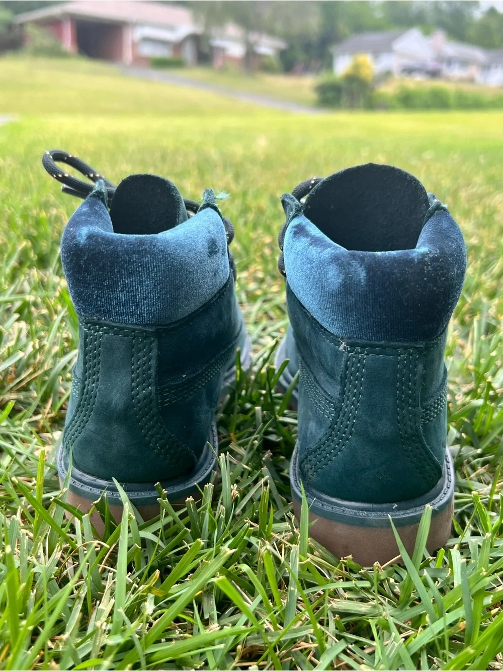 Timberland Kids Teal Suede Lace-Up Ankle Boots